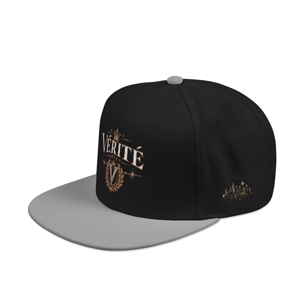 Hat-Embroidered 'Verité' Snapback Hat – Gold Sparkle Logo