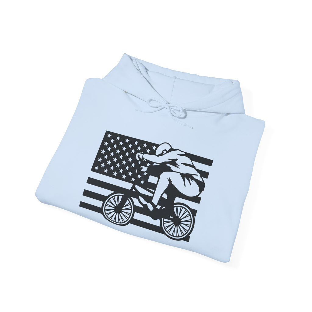 Rad-Biker American Flag Hoodie — 'Is My Bike Okay?' Graphic Hooded Sweatshirt