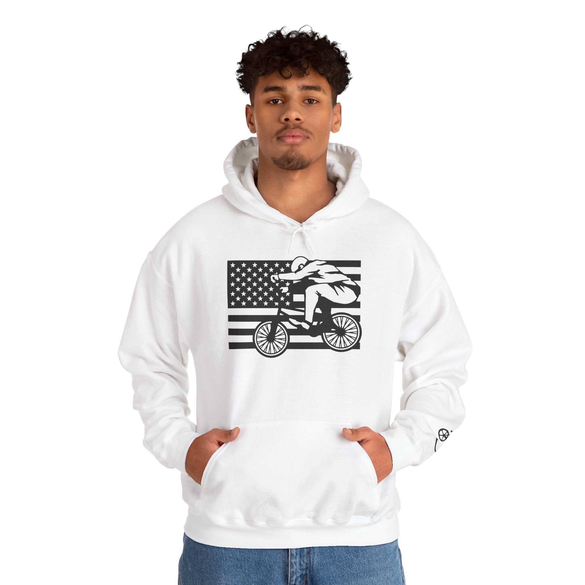 Rad-Biker American Flag Hoodie — 'Is My Bike Okay?' Graphic Hooded Sweatshirt