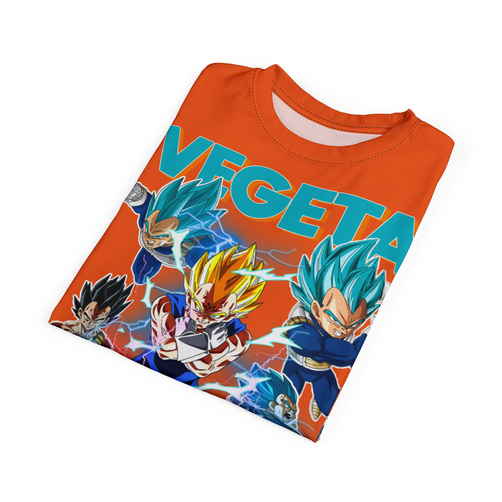 Anime- Vegeta Dragon Ball Z Graphic Tee — Orange All-Over Print