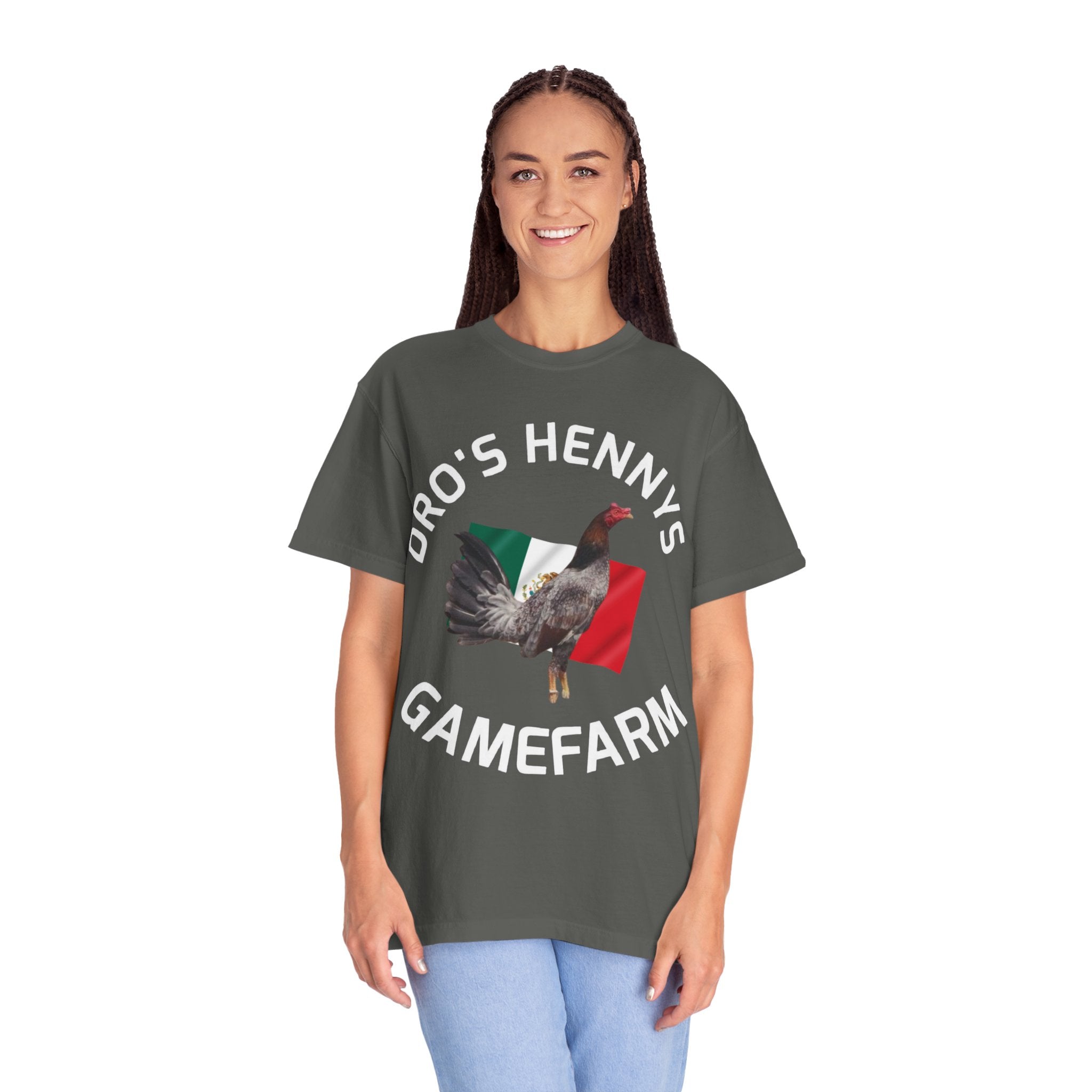 Henny- Gamefarm Rooster T-Shirt — "Dro's Henny's Gamefarm" Poultry Farm Tee