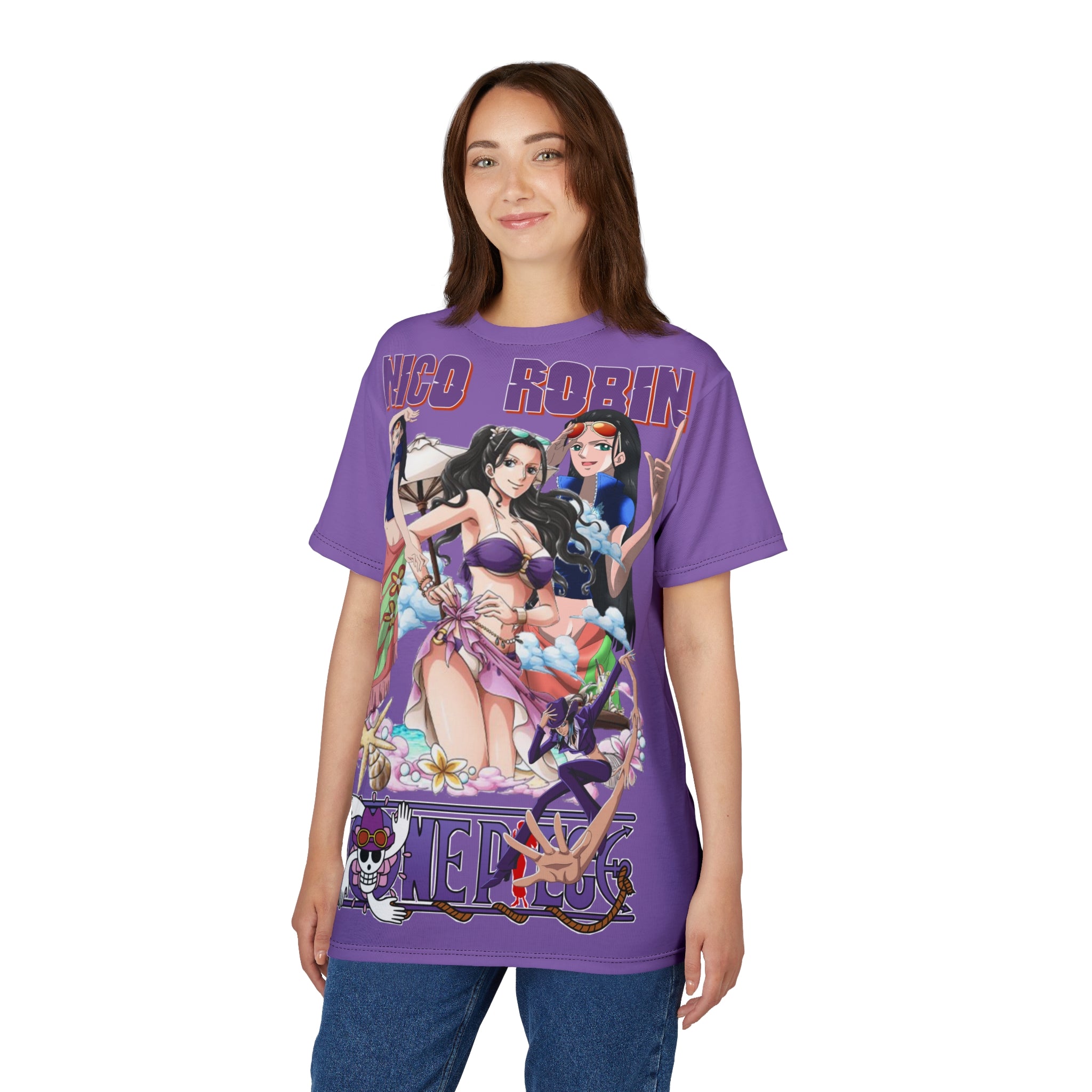 Anime- Beach Tee — All-Over Print Purple T-Shirt