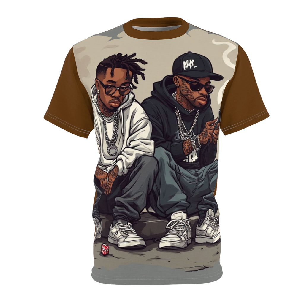 Mindset-Hip Hop Duo Graphic Tee — Streetwear Rap Artists Illustration All-Over Print