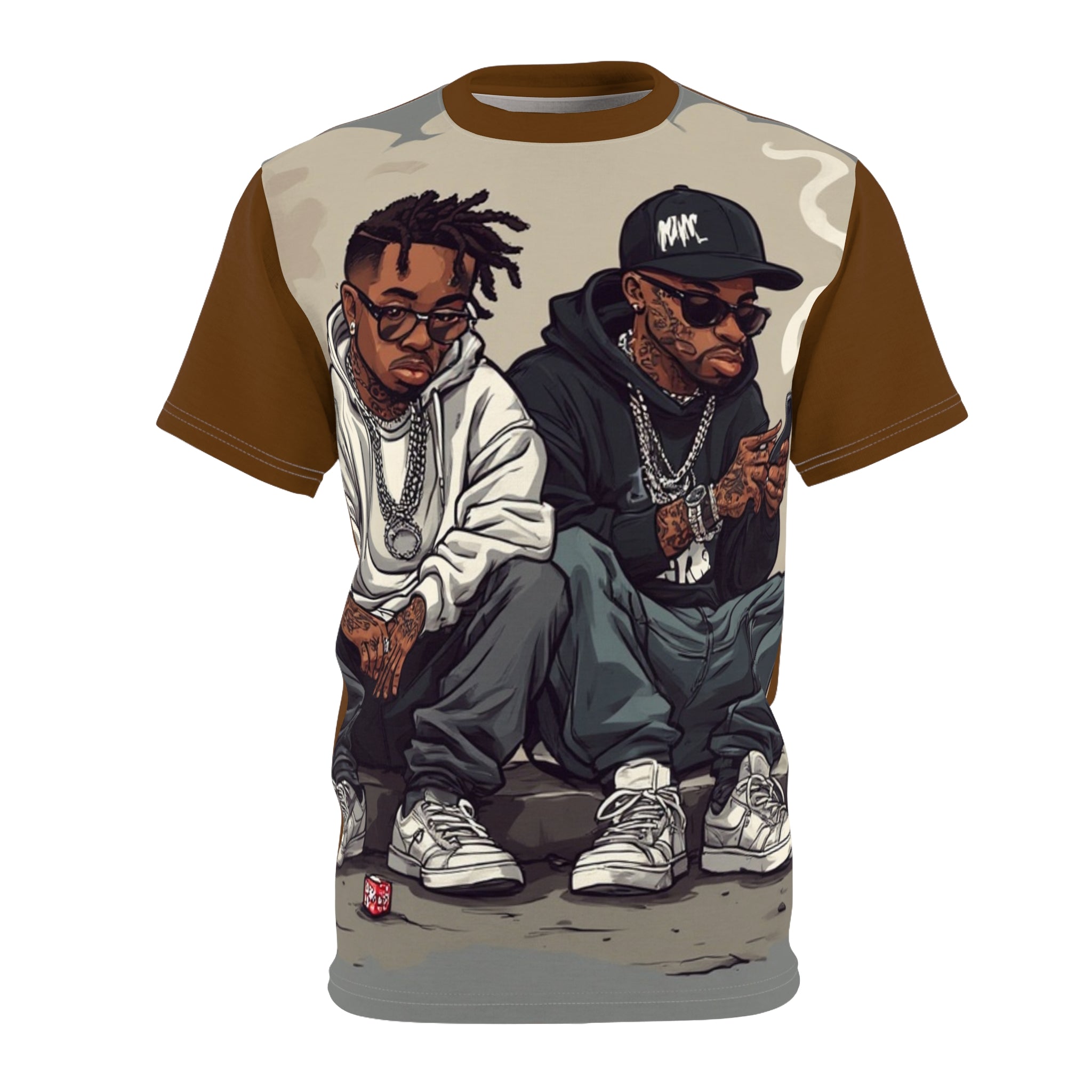 Mindset-Hip Hop Duo Graphic Tee — Streetwear Rap Artists Illustration All-Over Print