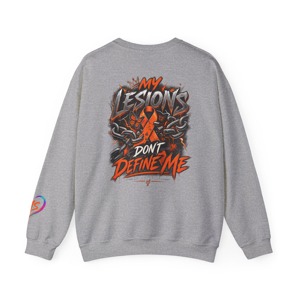 MS- Awareness Skull Crewneck Sweatshirt — "My Lesions Don’t Define Me"