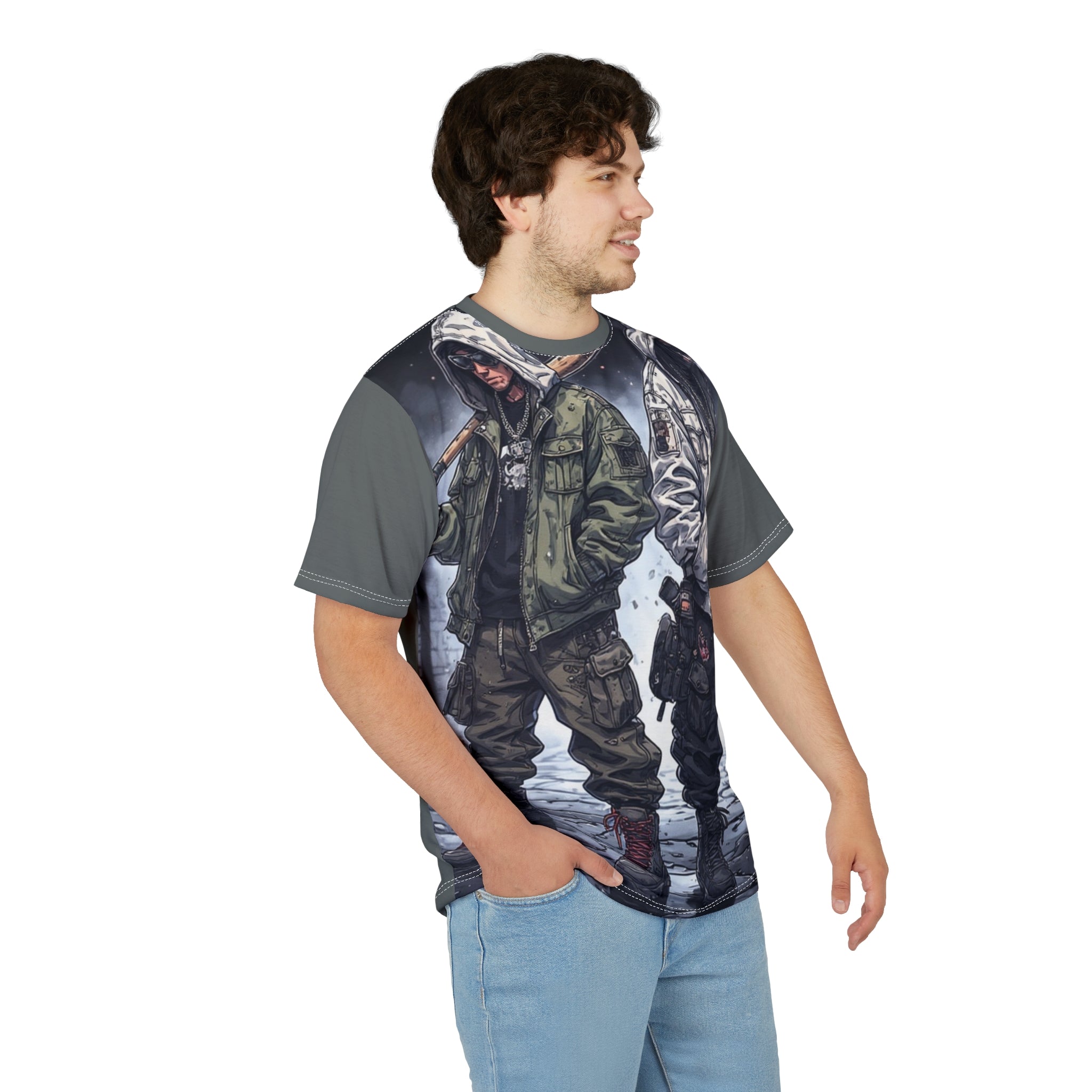 Mindset- Streetwear Graphic Tee — Dual Hooded Rebels Winter Scene