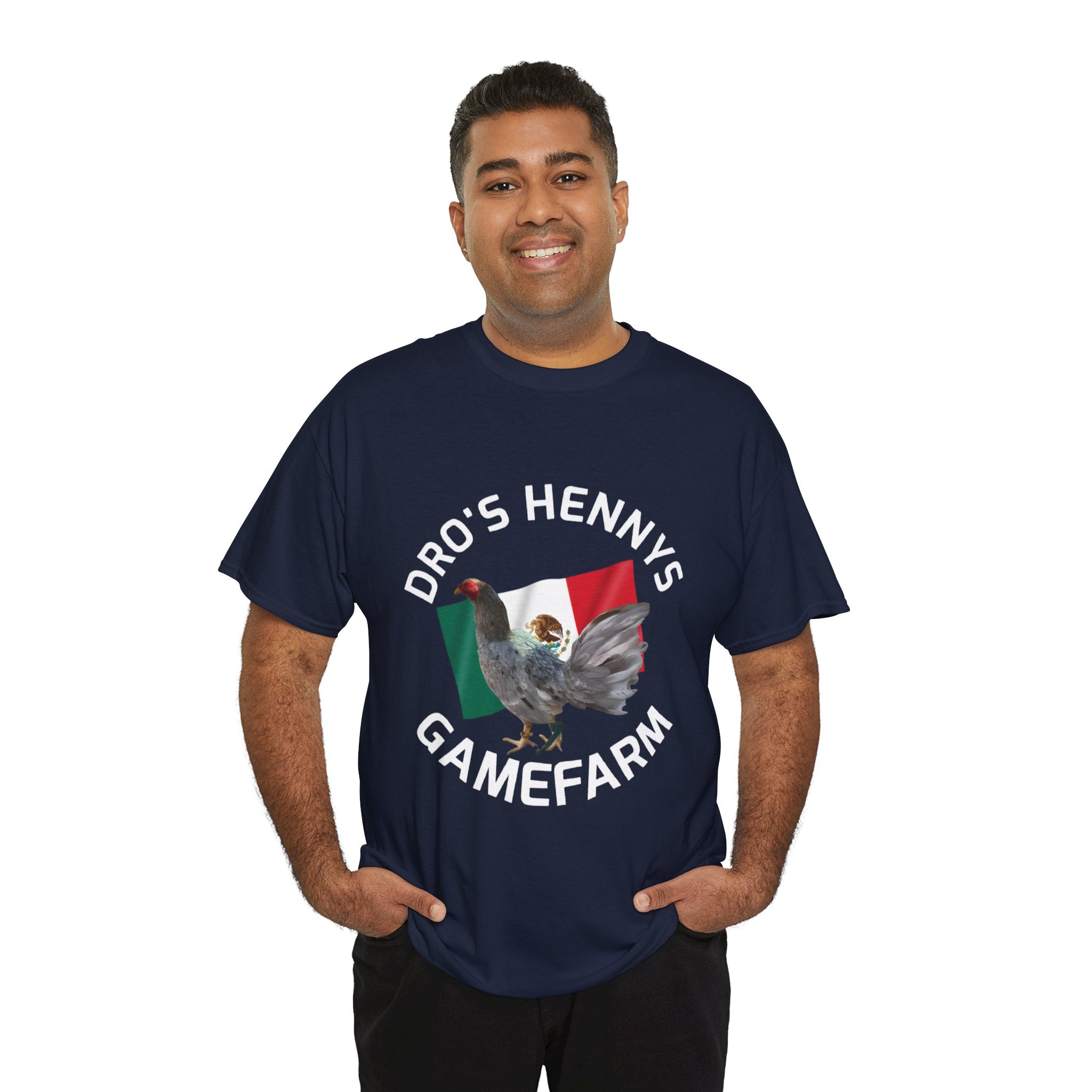 Henny-Gamefowl Tee — "Dro's Henny's Gamefarm" Mexican Flag Rooster Shirt