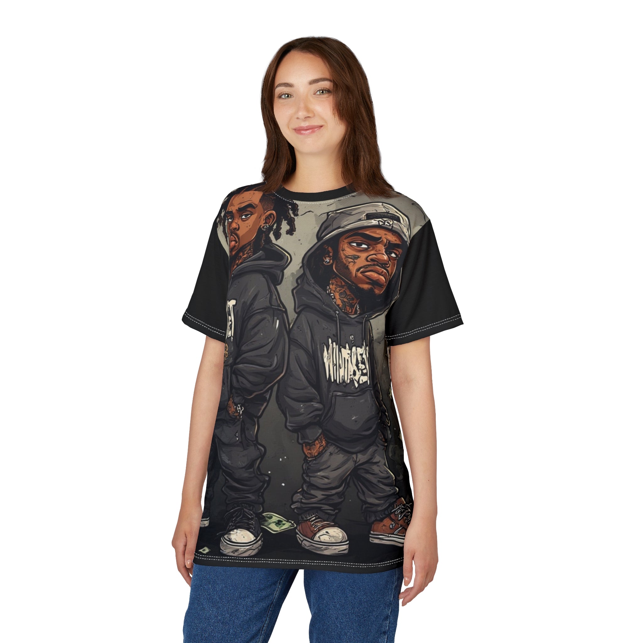 Mindset- Hip-Hop Duo Graphic Tee — Streetwear Cartoon Rappers All-Over Print
