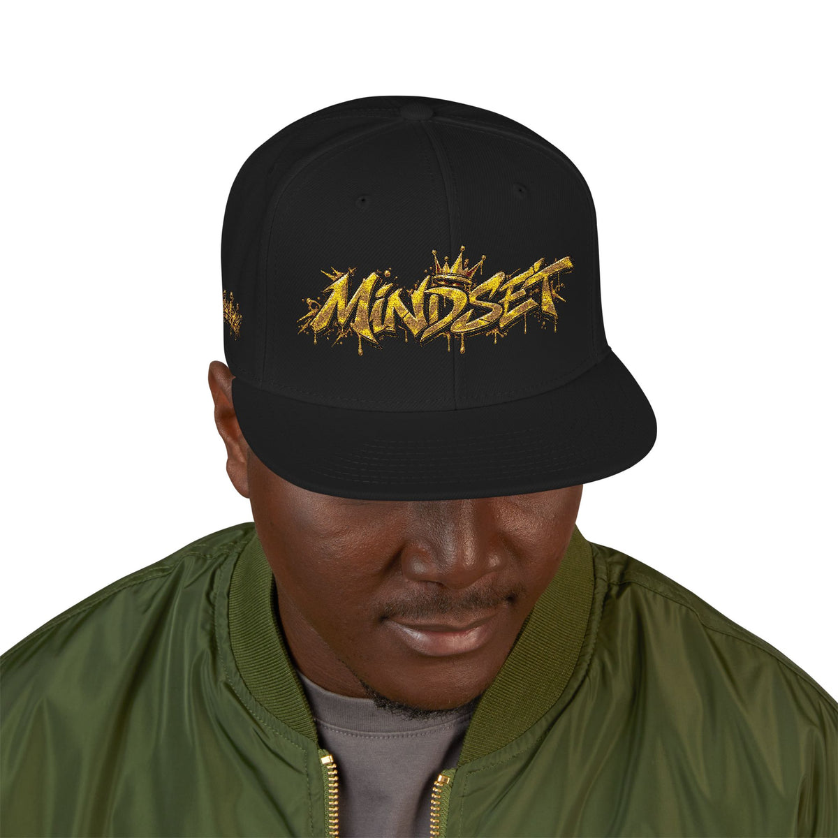 Hat-Embroidered Gold Graffiti Snapback Hat