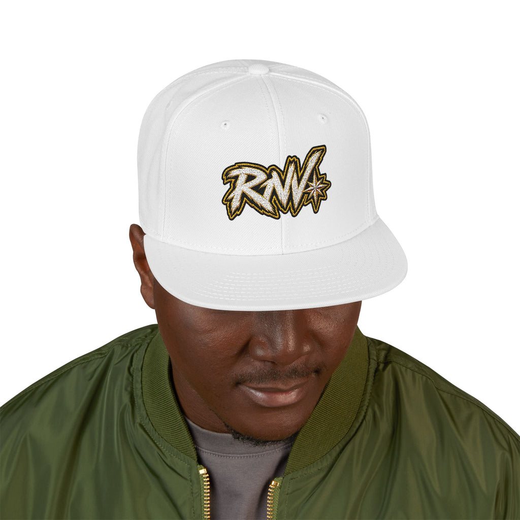 Hat-Embroidered Gold Graffiti Snapback Hat