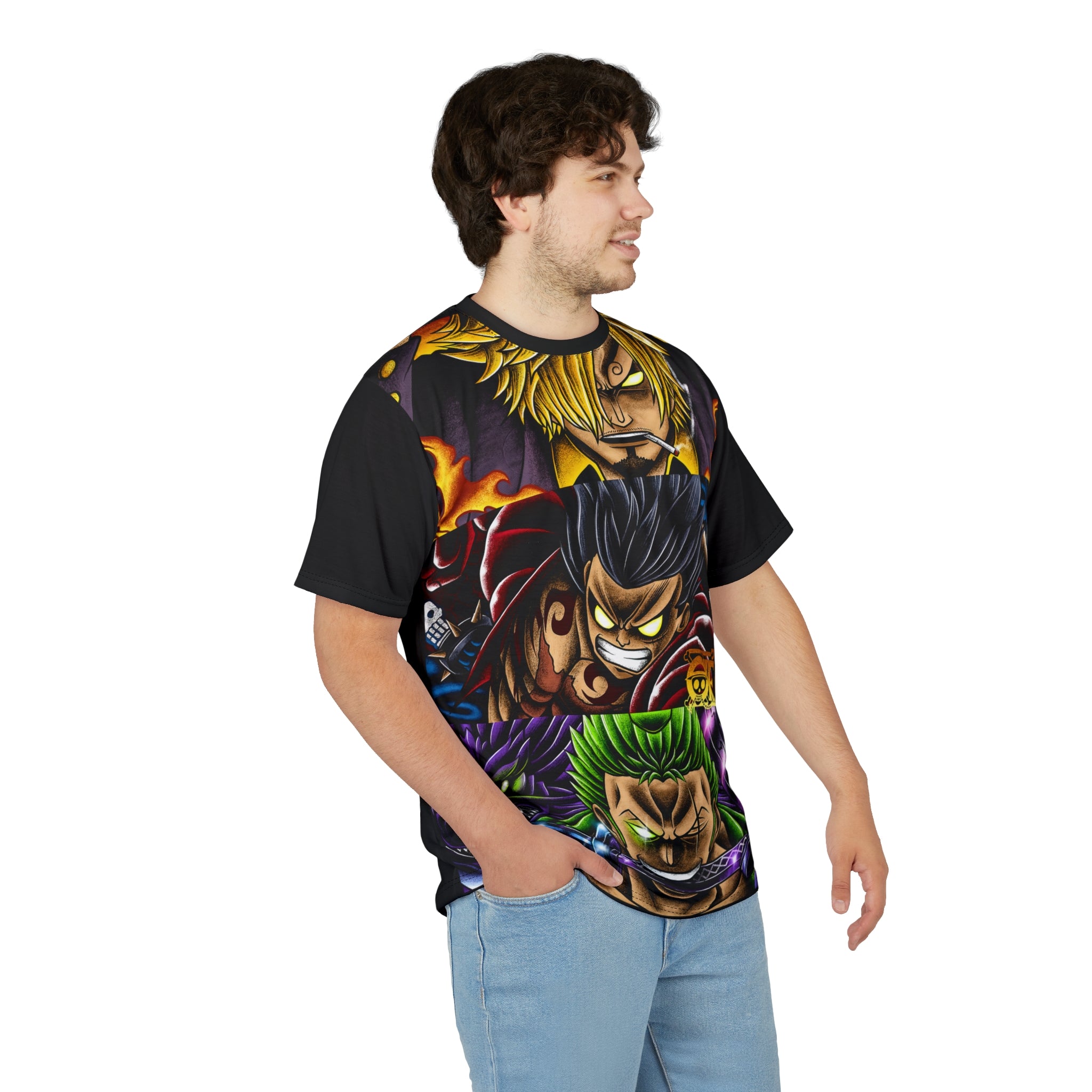 Anime -Straw Hat Trio Graphic Tee — Bold Pirate Crew All-Over Print