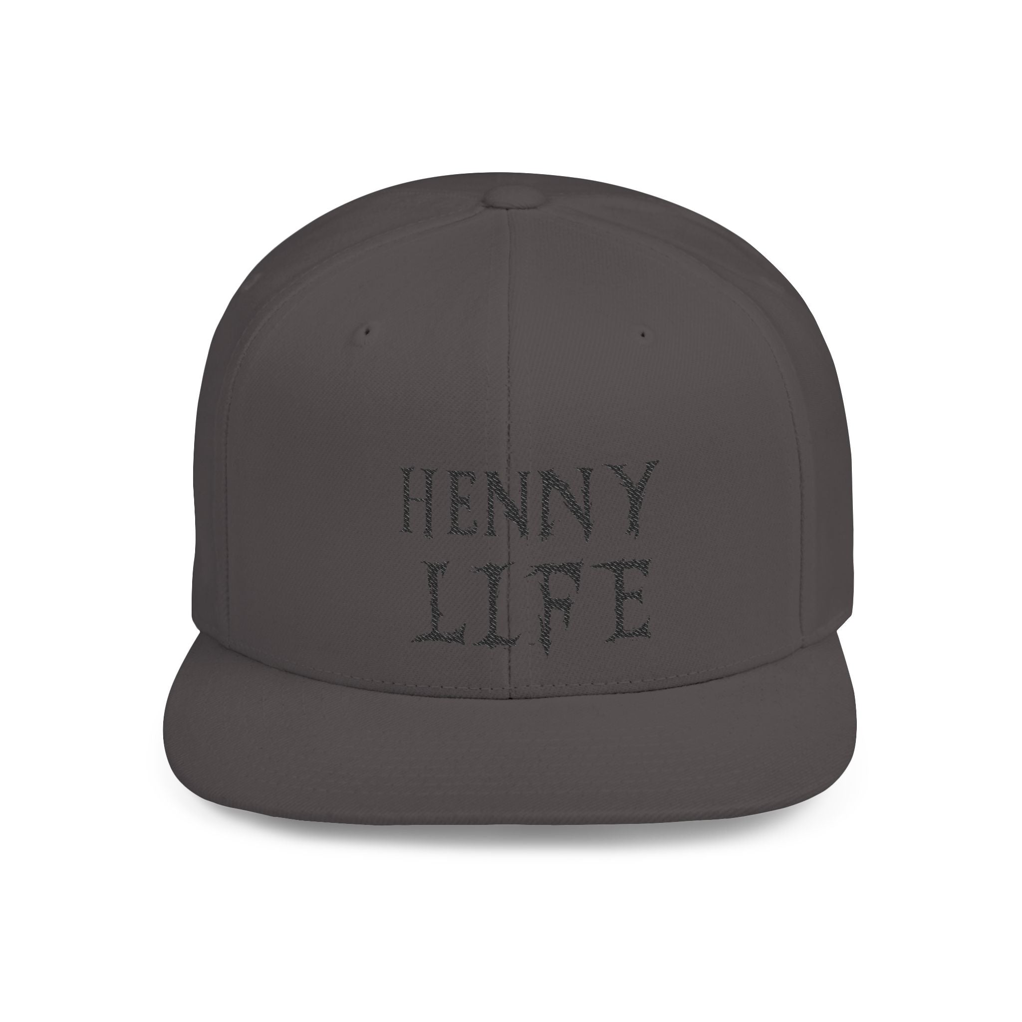 Henny-Snapback Hat — "Henny Life" Embroidered Flat Bill Cap