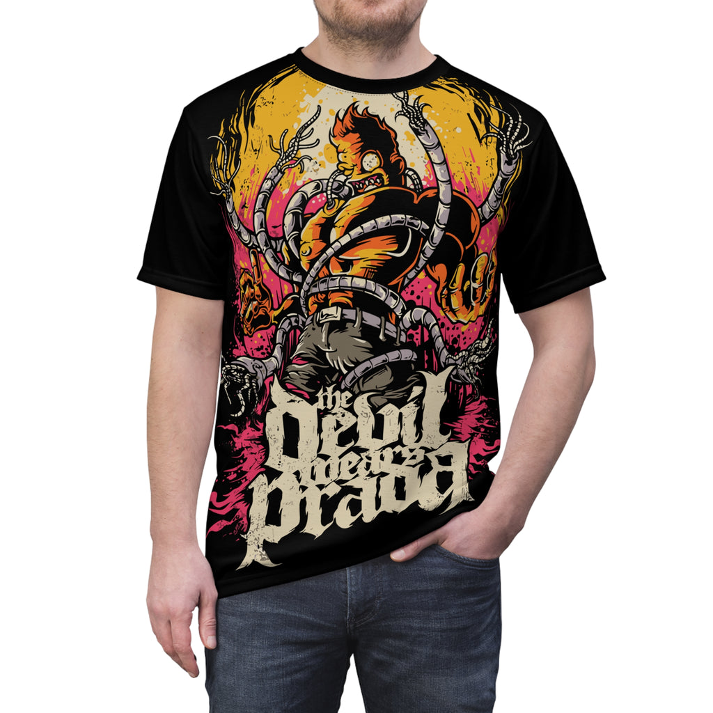 Metal- With a Prada Graphic Tee — Bold All-Over Print Band Shirt