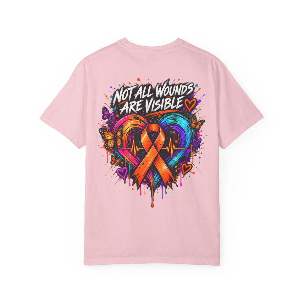 MS- Awareness Heart Ribbon T-Shirt — “Not All Wounds Are Visible” Neuropathy Support Tee