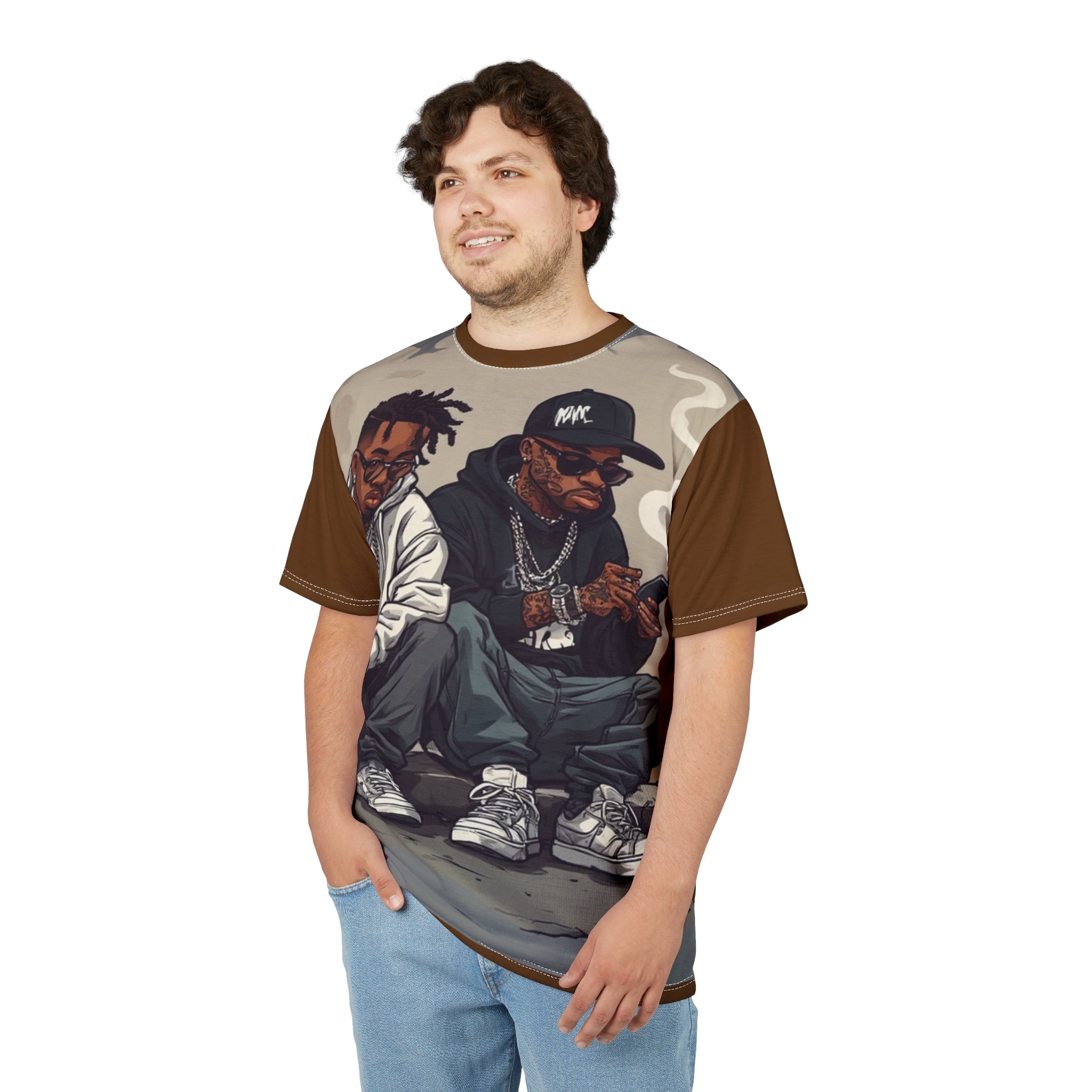 Mindset-Hip Hop Duo Graphic Tee — Streetwear Rap Artists Illustration All-Over Print