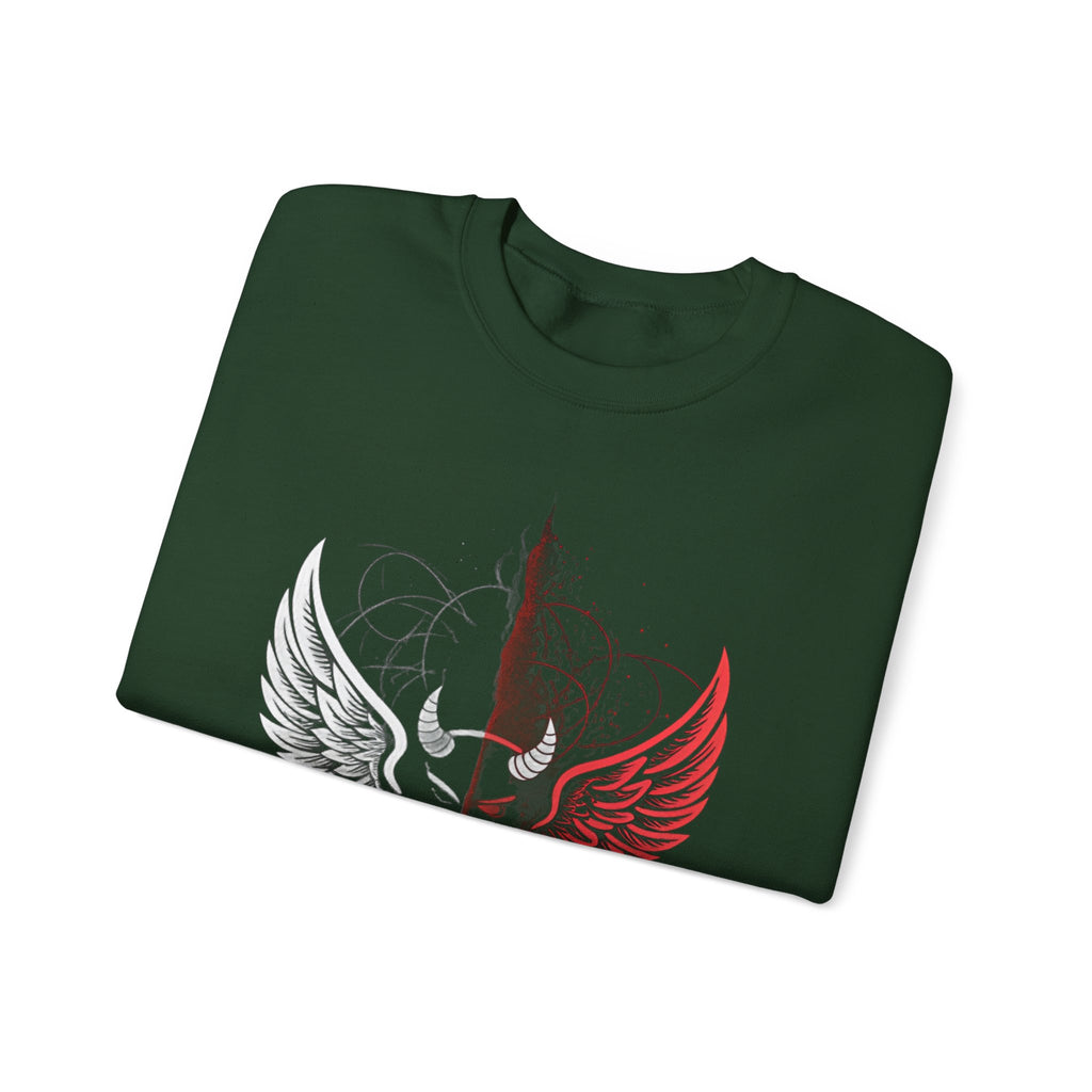 Mindset- Angel Wings Crest Sweatshirt — Split Heart & Wings Graphic Crewneck