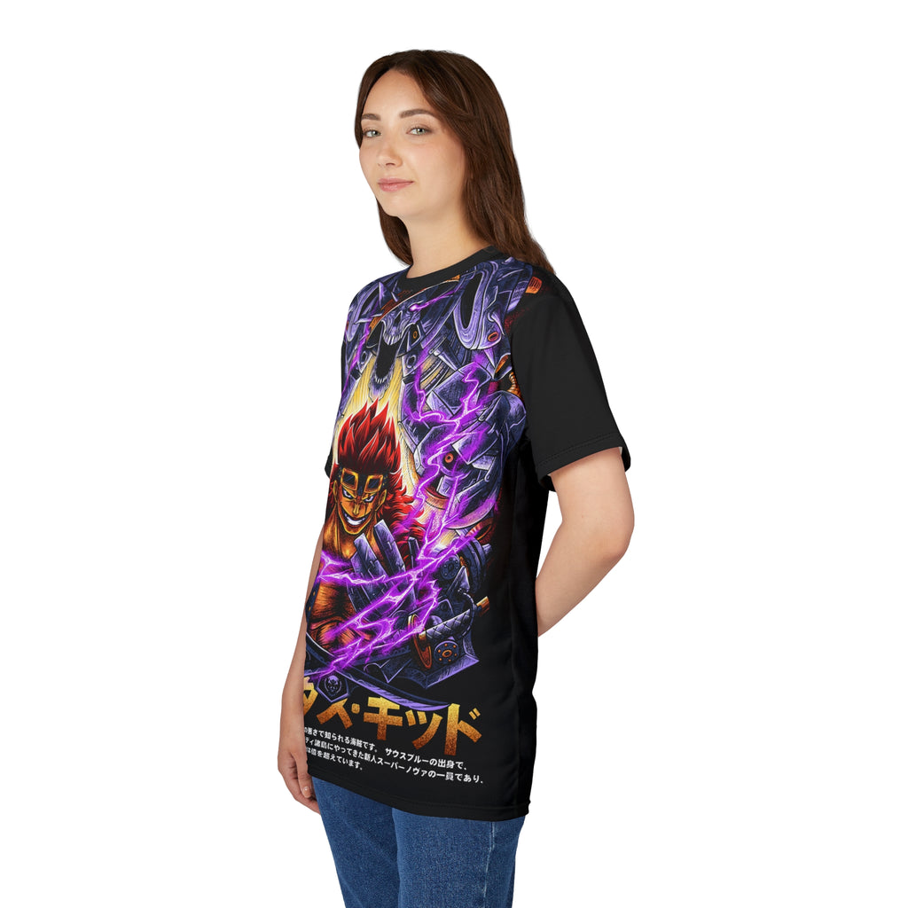 Anime- Demonic Warrior Graphic Tee — Japanese Text All-Over Print