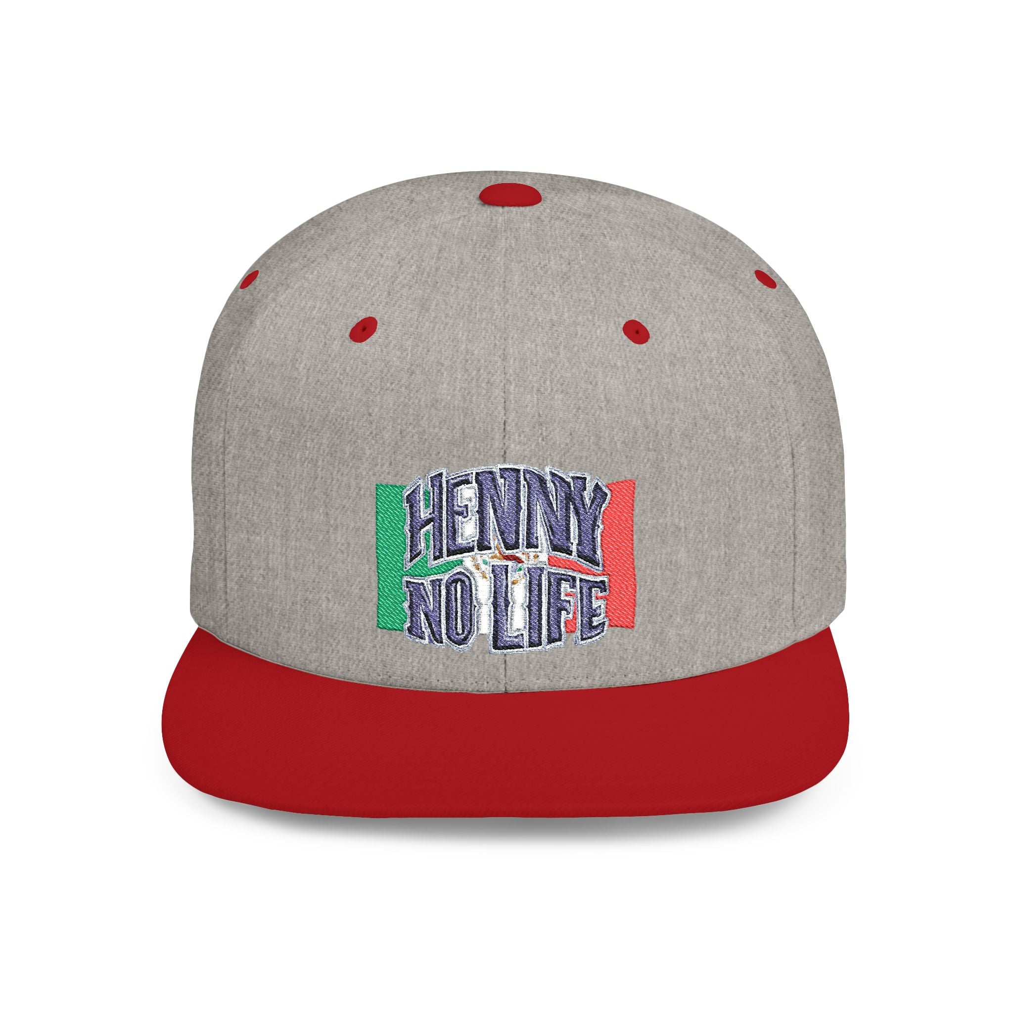 Henny- Flat Bill Snapback Hat — "Henny No Life" Embroidered with Italian Flag Accent