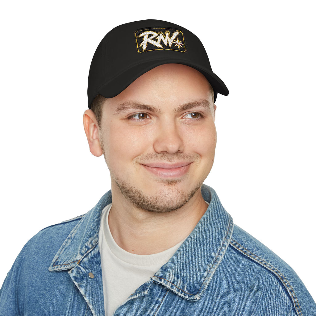Hat-Red Low-Profile Baseball Cap with 'RW' Embroidered Patch — Casual Everyday Dad Hat