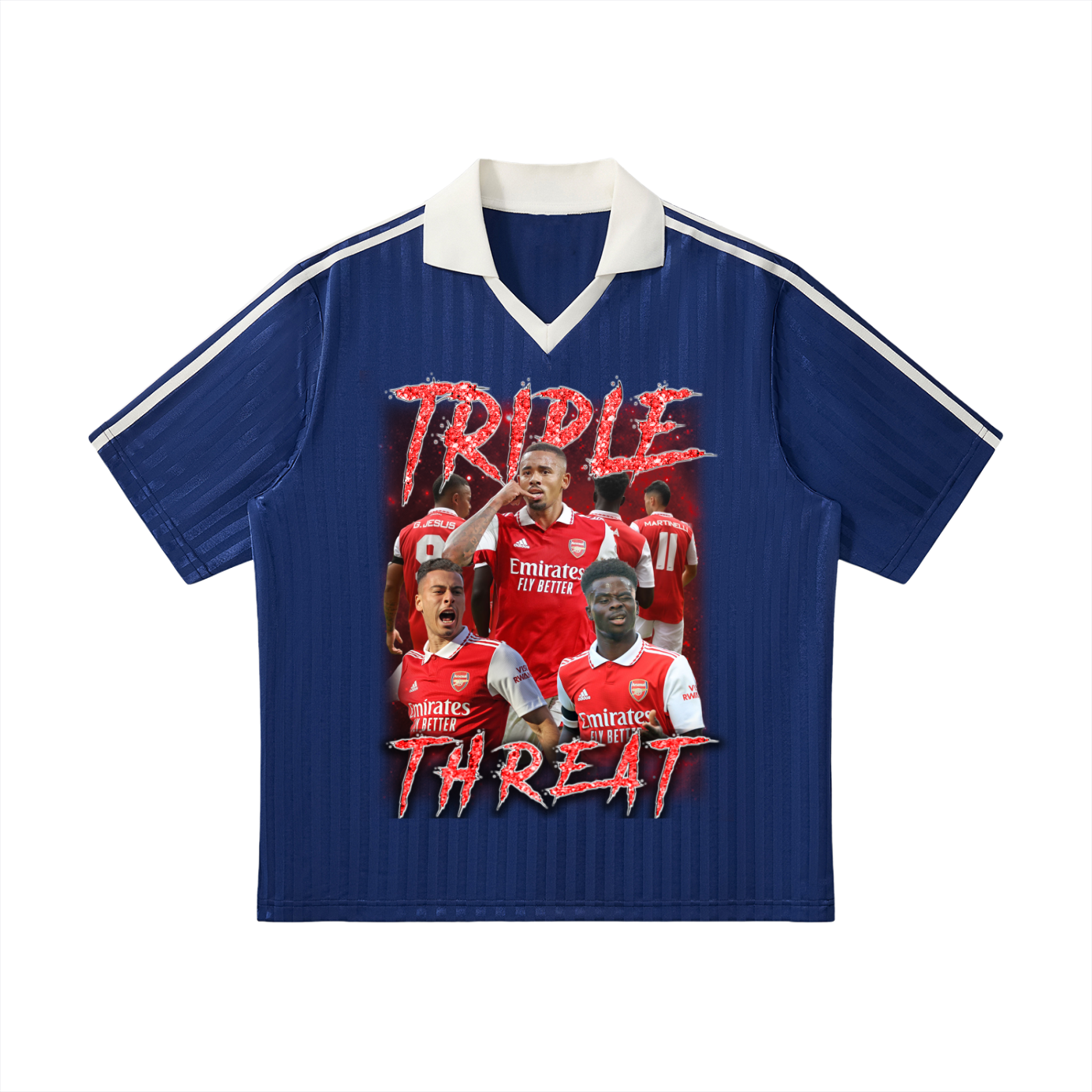 Contrast Collar Striped Soccer Jersey