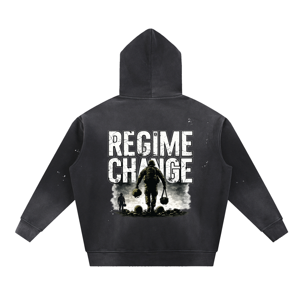 Vintage Washed Frayed Fleece Hoodie