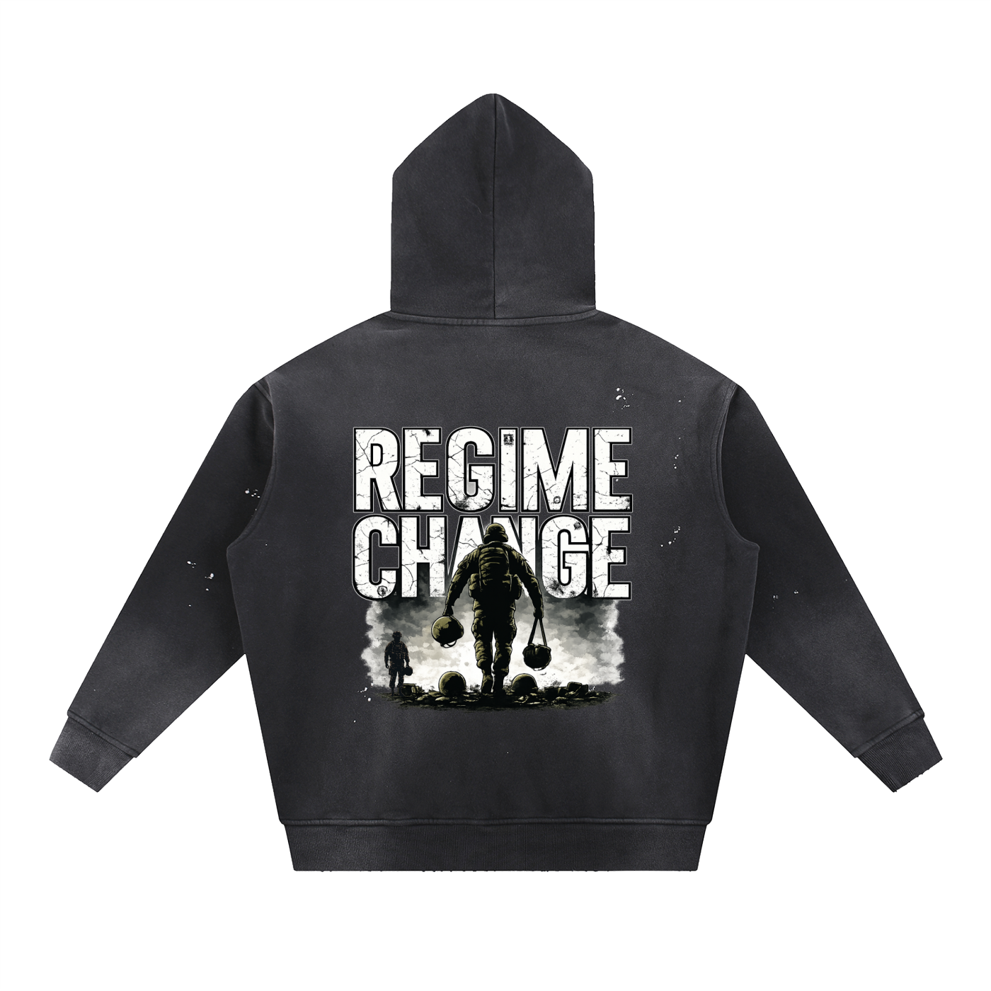 Vintage Washed Frayed Fleece Hoodie