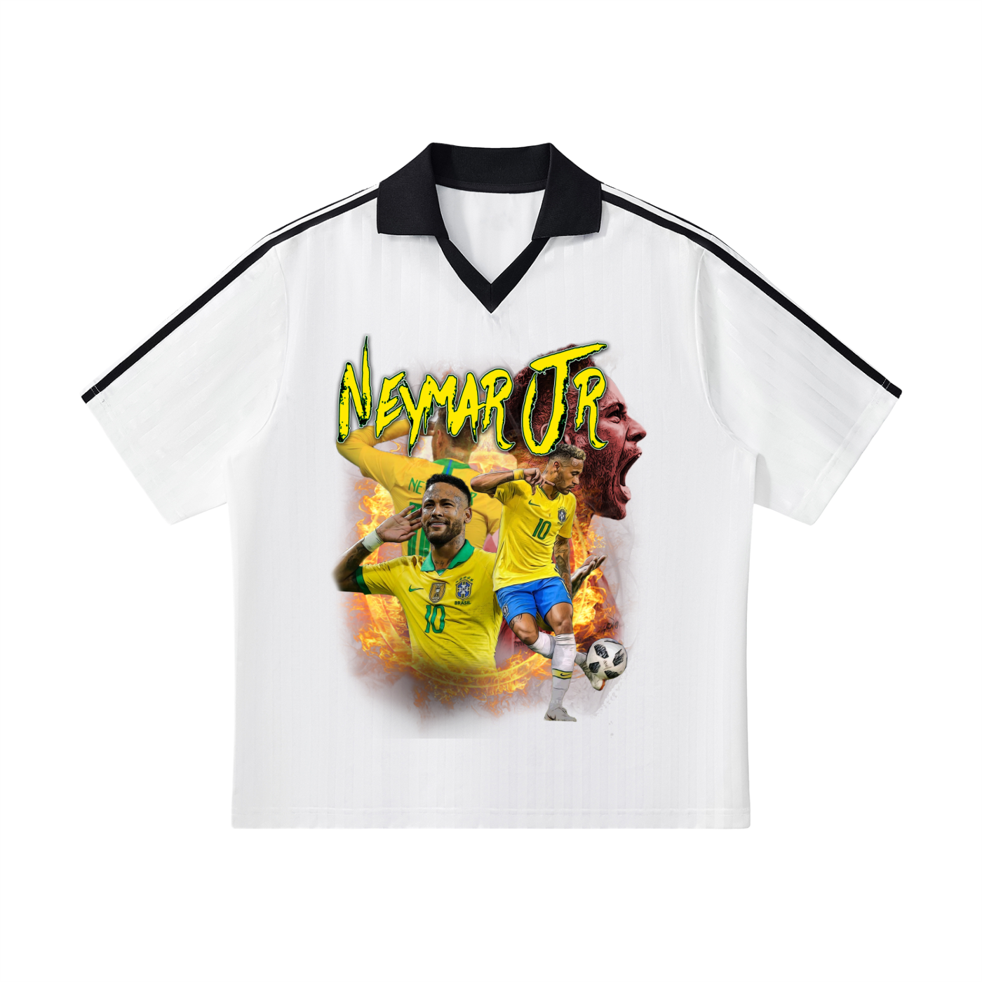 Contrast Collar Striped Soccer Jersey